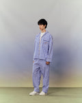 SMILEYHOUND PAJAMA-STRIPE PIPED LOUNGE PANTS