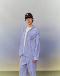 SMILEYHOUND PAJAMA-STRIPE PIPED LOUNGE SHIRT