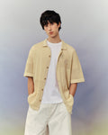 SMILEYHOUND MIXED-TEXTURE KNITTED CAMP SHIRT