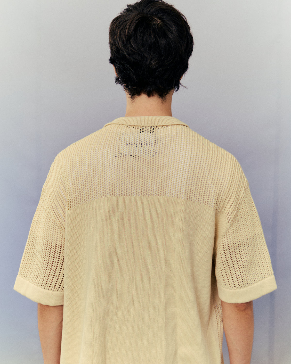 SMILEYHOUND MIXED-TEXTURE KNITTED CAMP SHIRT