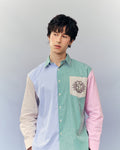 SMILEYHOUND SUMMER CLUB LOGO MIXED-STRIPE PANEL SHIRT
