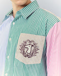 SMILEYHOUND SUMMER CLUB LOGO MIXED-STRIPE PANEL SHIRT
