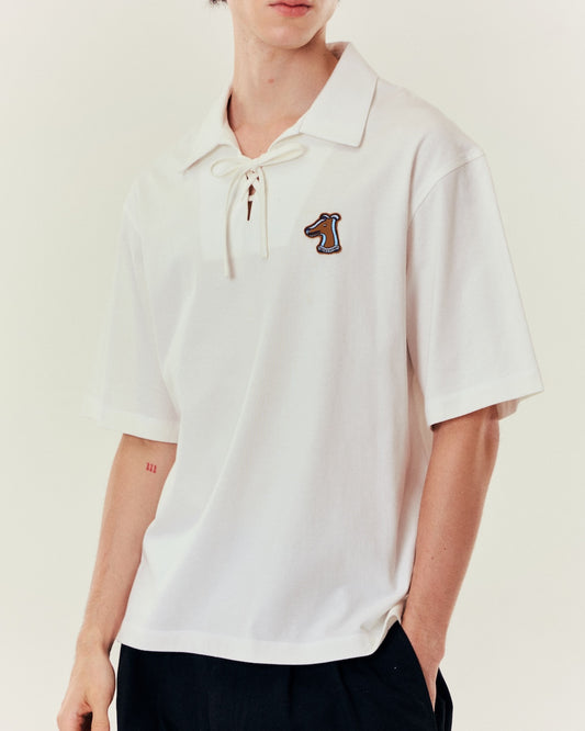 SMILEYHOUND LACE-UP POLO WITH RIBBON LOGO