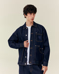 SMILEYHOUND DENIM WORK JACKET WITH DOUBLE-LAYER POCKETS