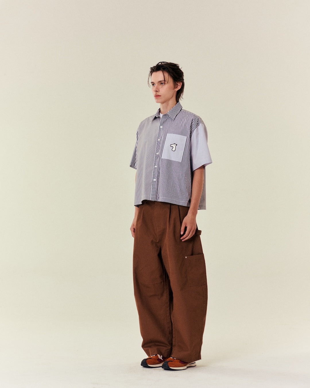 SMILEYHOUND CROPPED PANEL STRIPE SHIRT