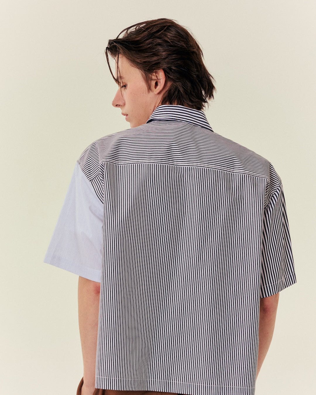 SMILEYHOUND CROPPED PANEL STRIPE SHIRT
