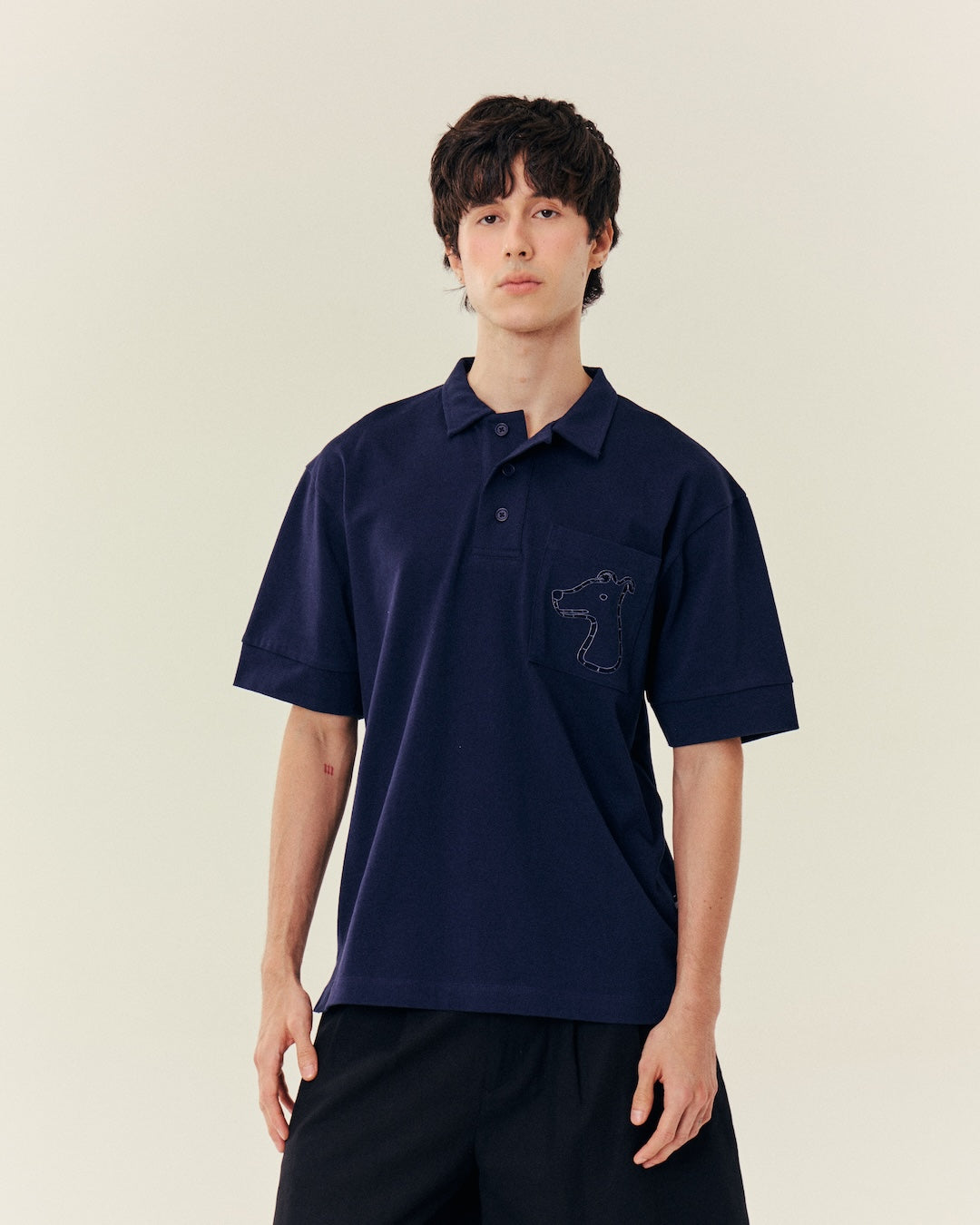 SMILEYHOUND CUT-OUT LOGO POCKET POLO