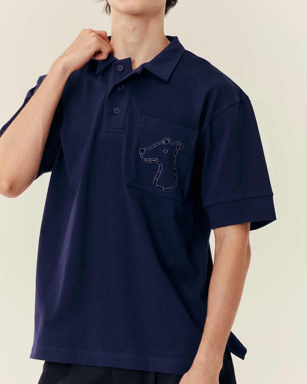 SMILEYHOUND CUT-OUT LOGO POCKET POLO