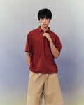 SMILEYHOUND TERRY HALF-ZIP POLO WITH SCRIPT INITIAL LOGO