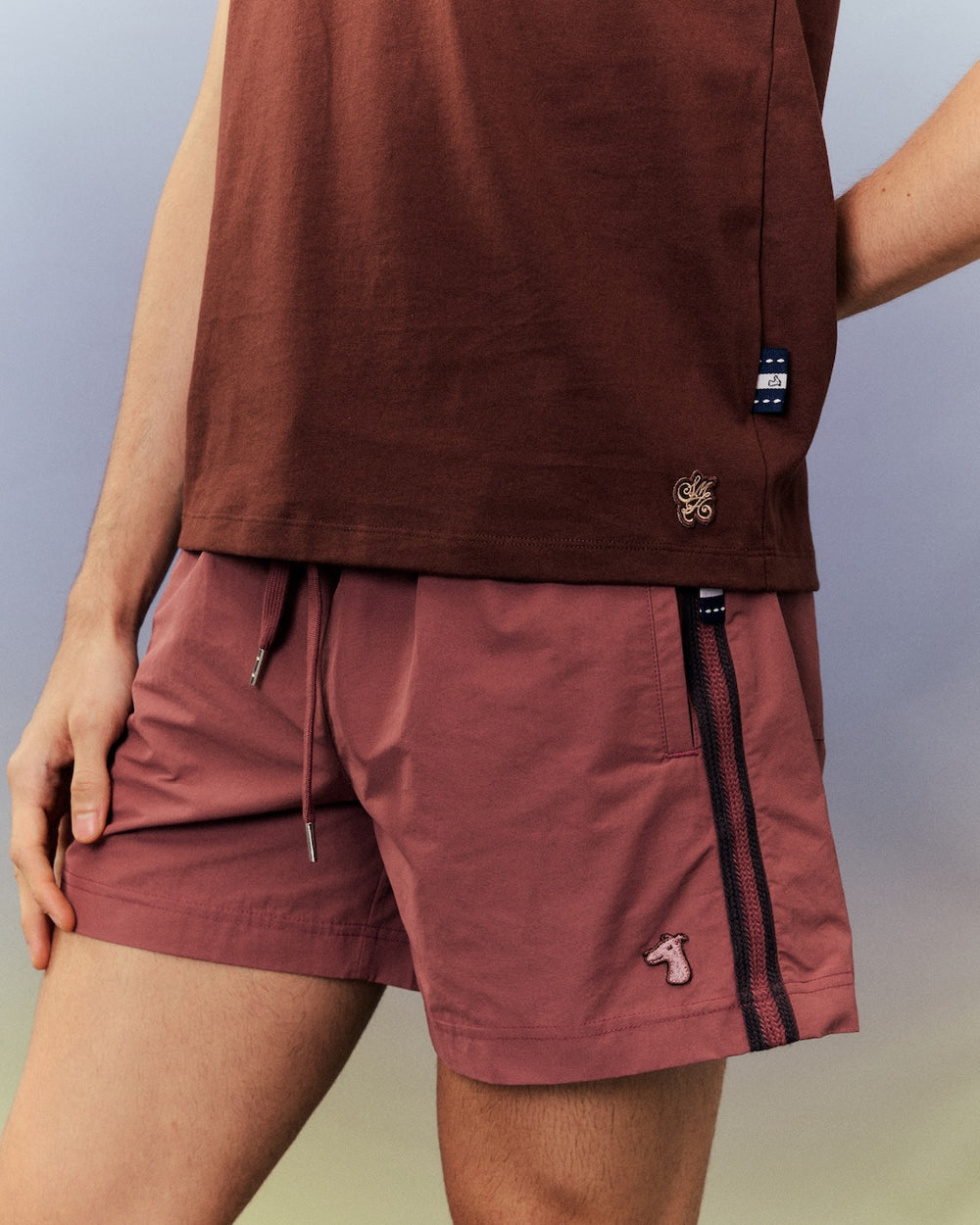 SMILEYHOUND NYLON SIDE STRIPE RELAXED SHORTS