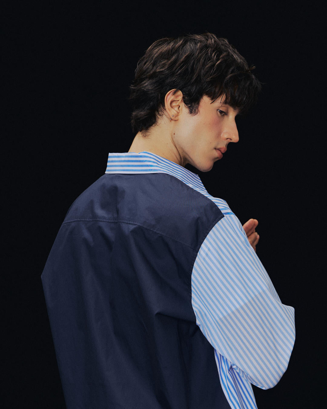 SMILEYHOUND GOODGATHER WORKWEAR SHIRT WITH STRIPE & SOLID PANELS