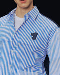 SMILEYHOUND GOODGATHER WORKWEAR SHIRT WITH STRIPE & SOLID PANELS