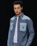 SMILEYHOUND GOODGATHER HICKORY MIX STRIPE WESTERN SHIRT