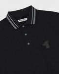 SMILEYHOUND STRIPED RIB COLLAR POLO WITH LEATHER PATCH