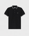 SMILEYHOUND STRIPED RIB COLLAR POLO WITH LEATHER PATCH