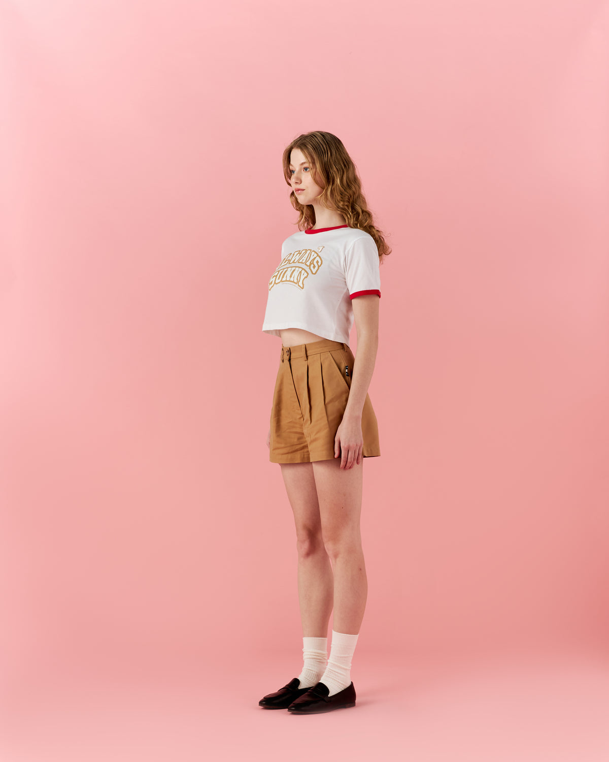 CROPPED T-SHIRT WITH LOGO EMBROIDERED