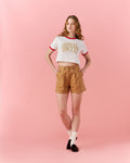 CROPPED T-SHIRT WITH LOGO EMBROIDERED