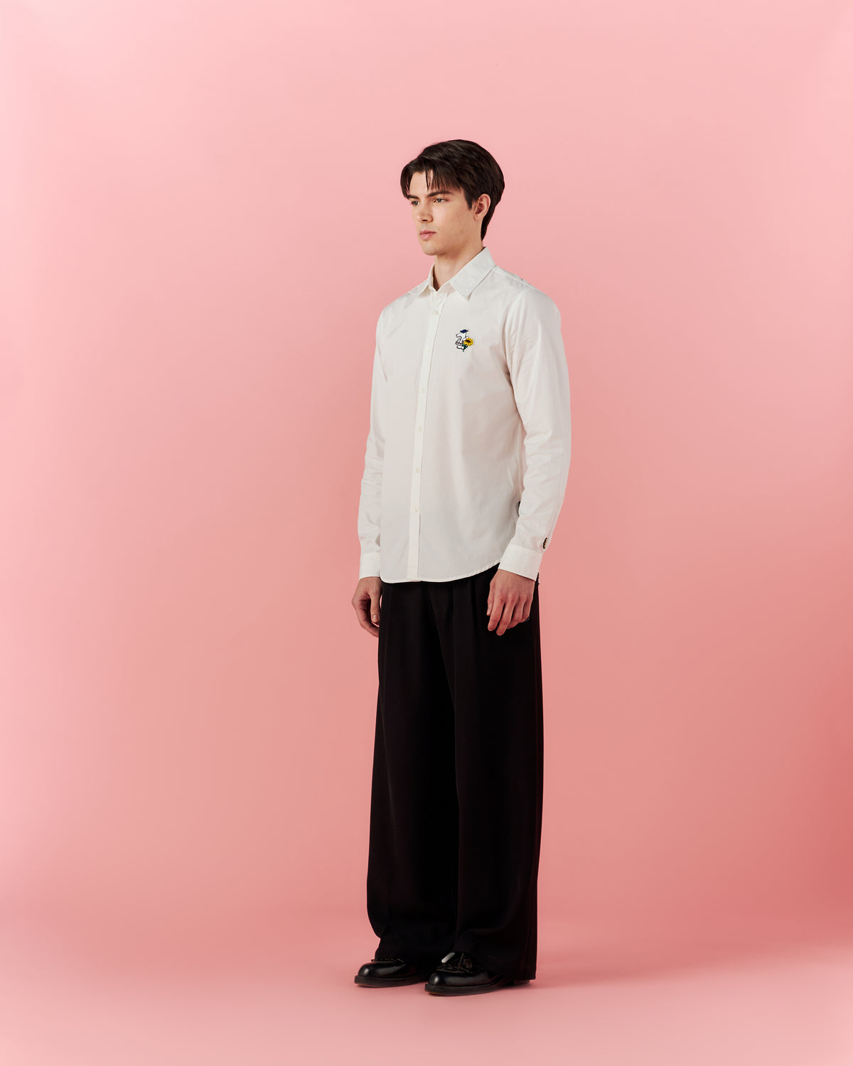 POPLIN SLIM SHIRT WITH LOGO EMBROIDERED