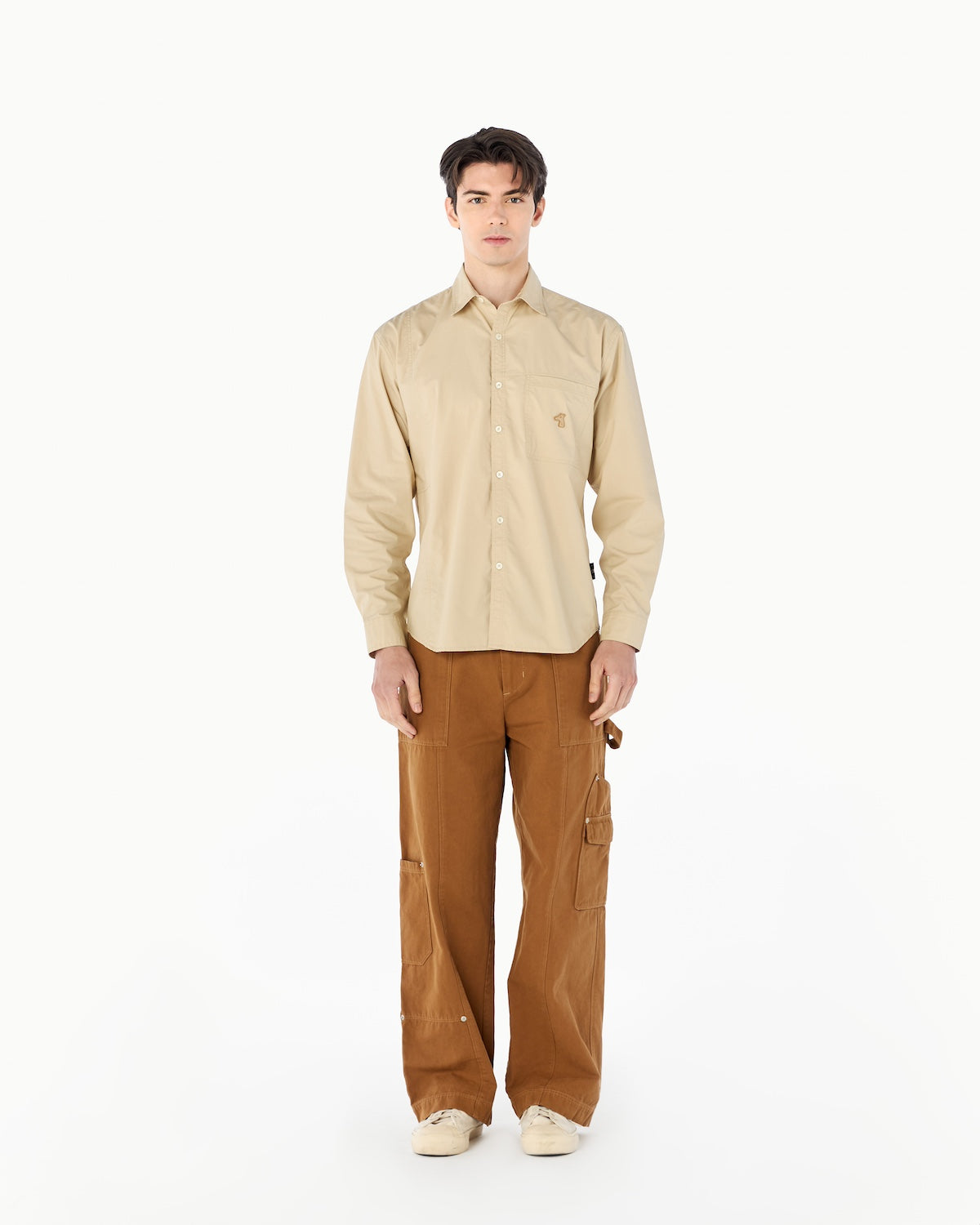 PANELED SHIRT WITH LOGO EMBROIDERED