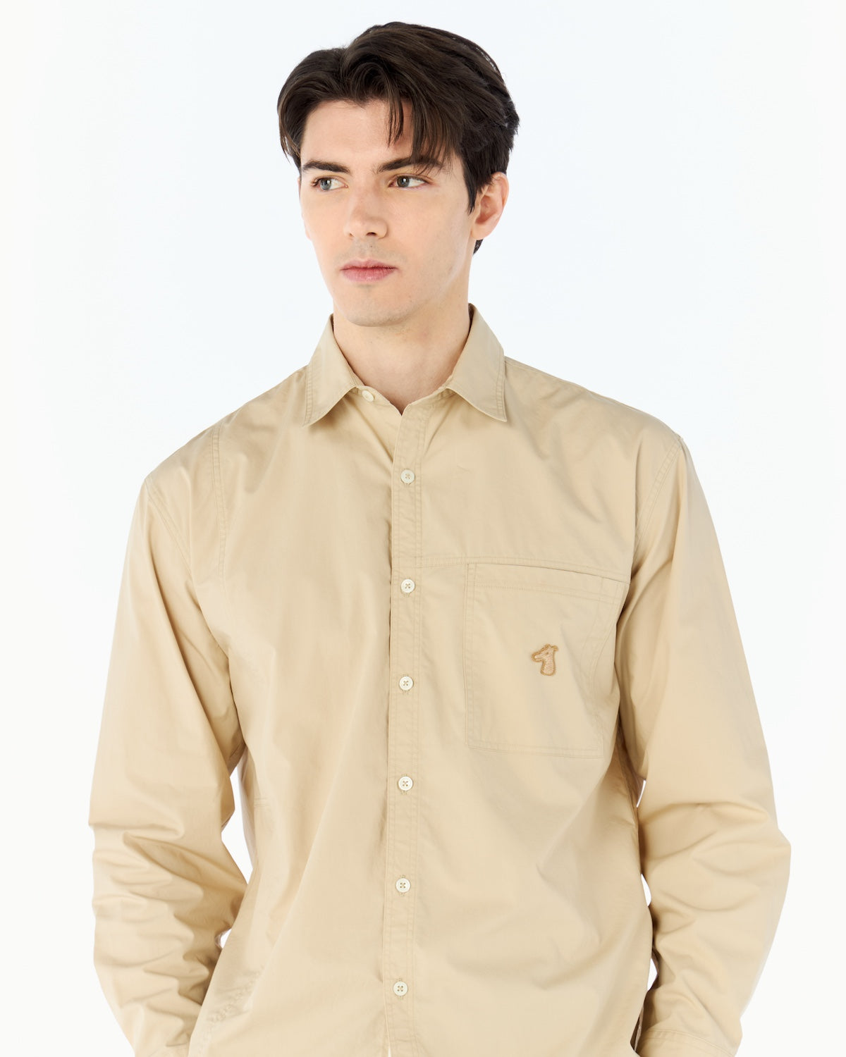 PANELED SHIRT WITH LOGO EMBROIDERED