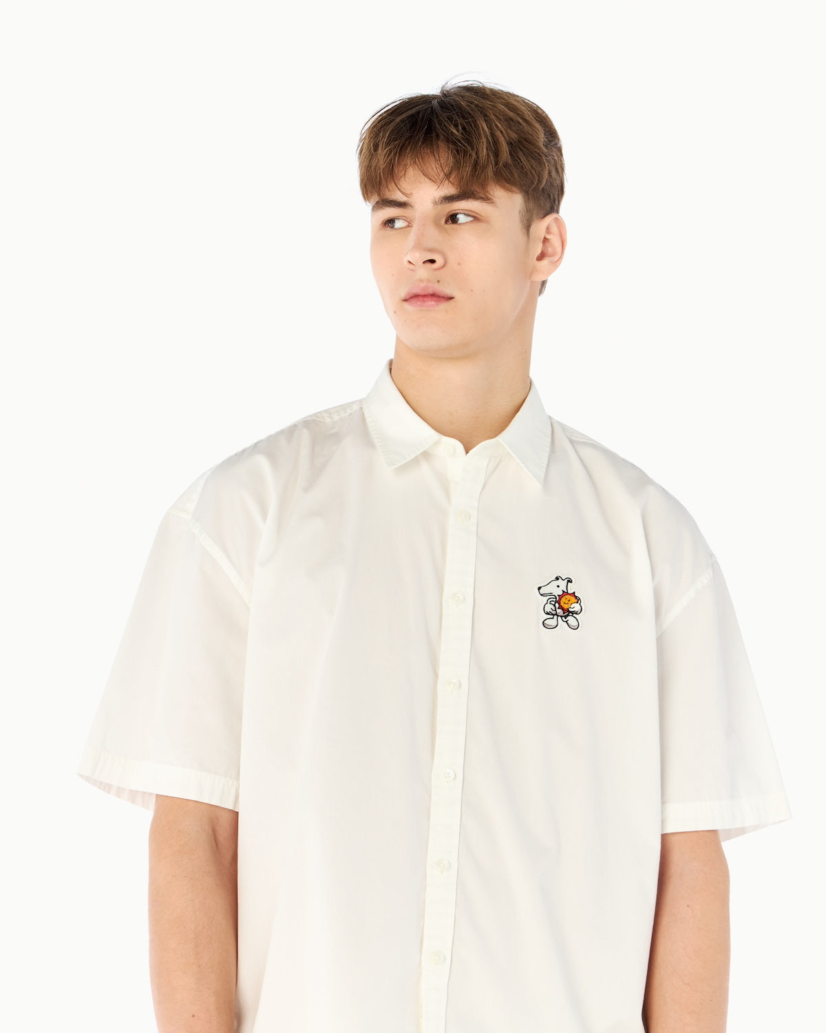 POPLIN LOOSE SHIRT WITH LOGO EMBROIDERED