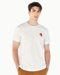 CONTRAST COLLAR T-SHIRT WITH LOGO EMBROIDERED