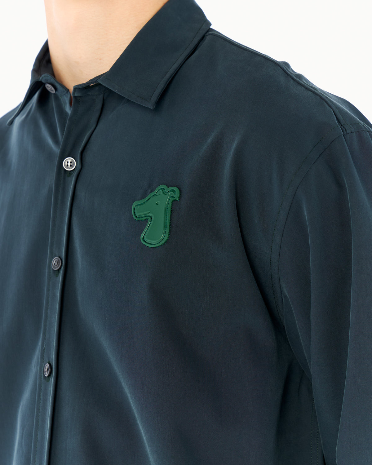 TENCEL REGULAR SHIRT WITH LOGO EMBROIDERED