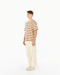 STRIPED BOXY FIT T-SHIRT WITH LOGO EMBROIDERED