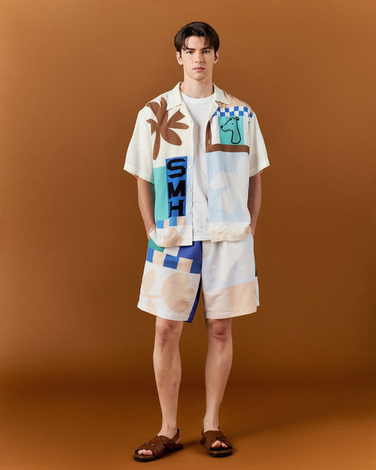 MULTICOLOR 'FLOWER FOLK' OPEN COLLAR SHIRT
