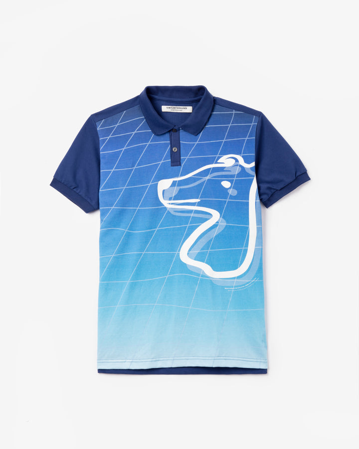 GRADIENT POLO SHIRT WITH GRAPHIC PRINT