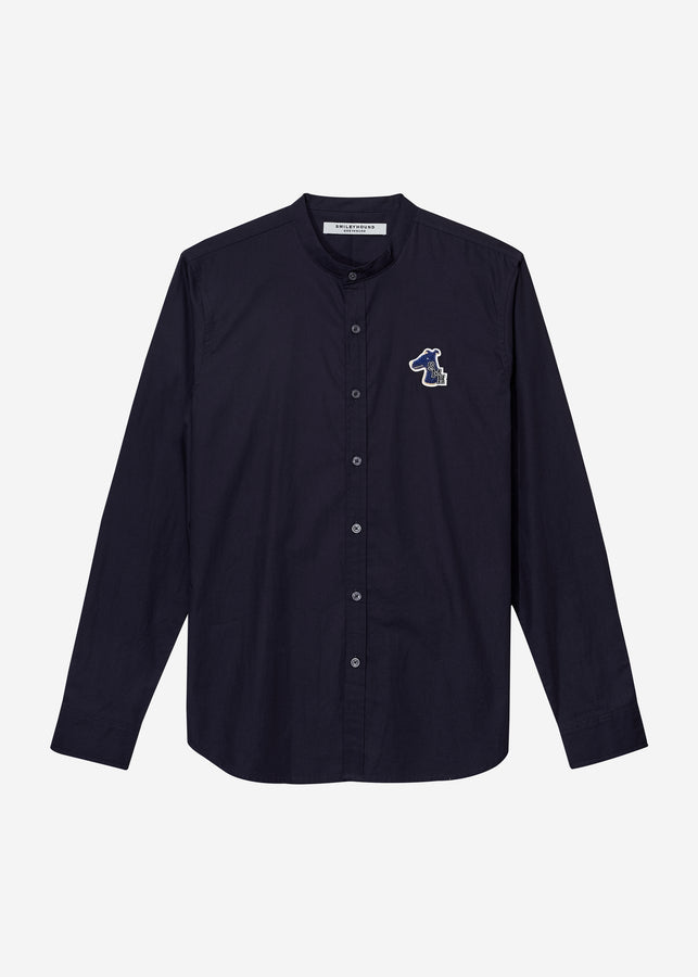 BAND COLLAR SHIRT WITH LOGO EMBROIDERED
