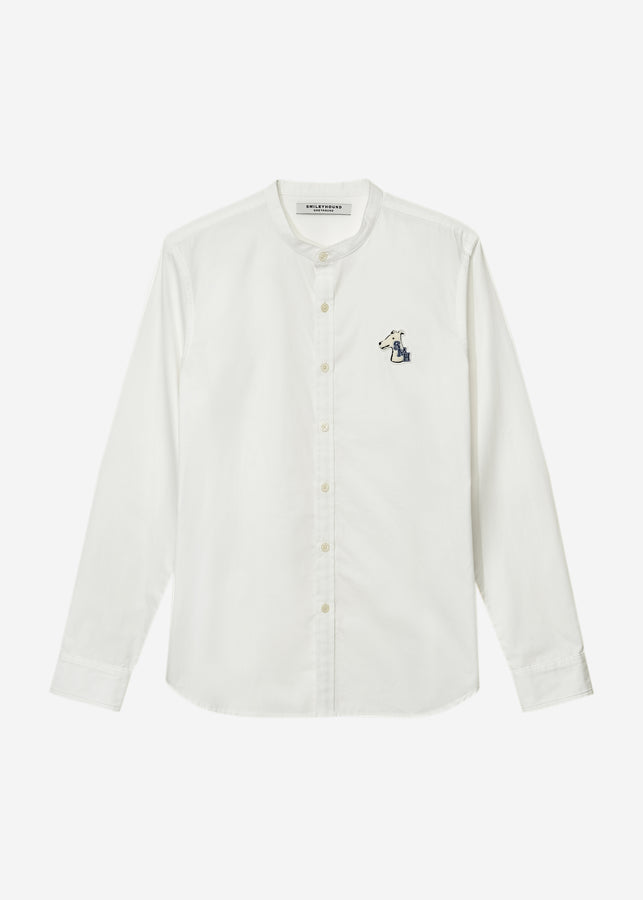 BAND COLLAR SHIRT WITH LOGO EMBROIDERED