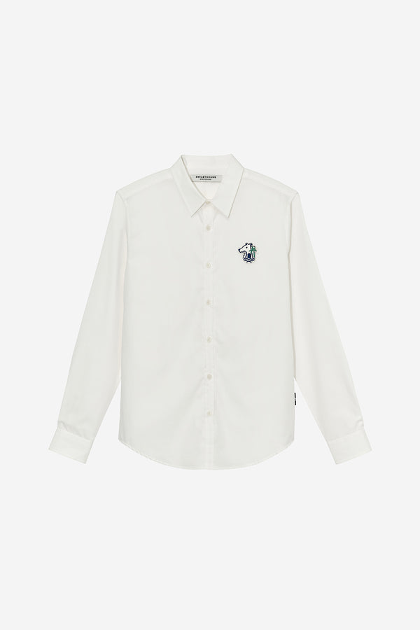 POPLIN SLIM SHIRT WITH LOGO EMBROIDERED
