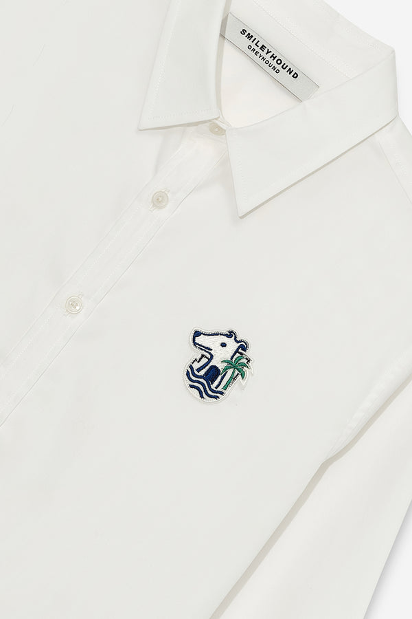 POPLIN SLIM SHIRT WITH LOGO EMBROIDERED