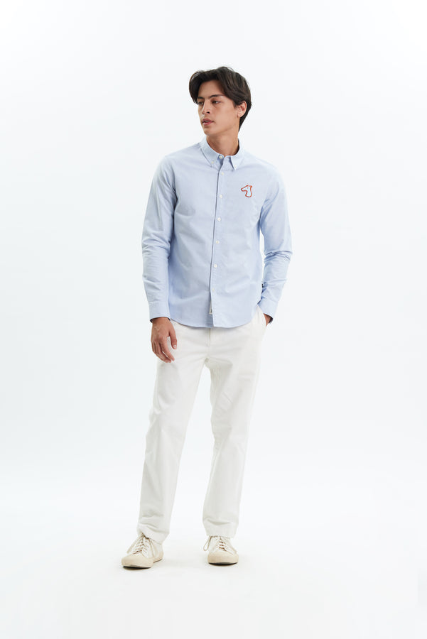 OXFORD SLIM SHIRT WITH LOGO EMBROIDERED