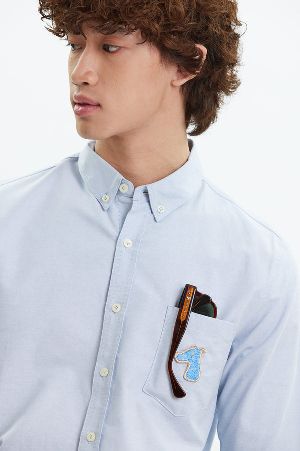 OXFORD SLIM SHIRT WITH LOGO EMBROIDERED