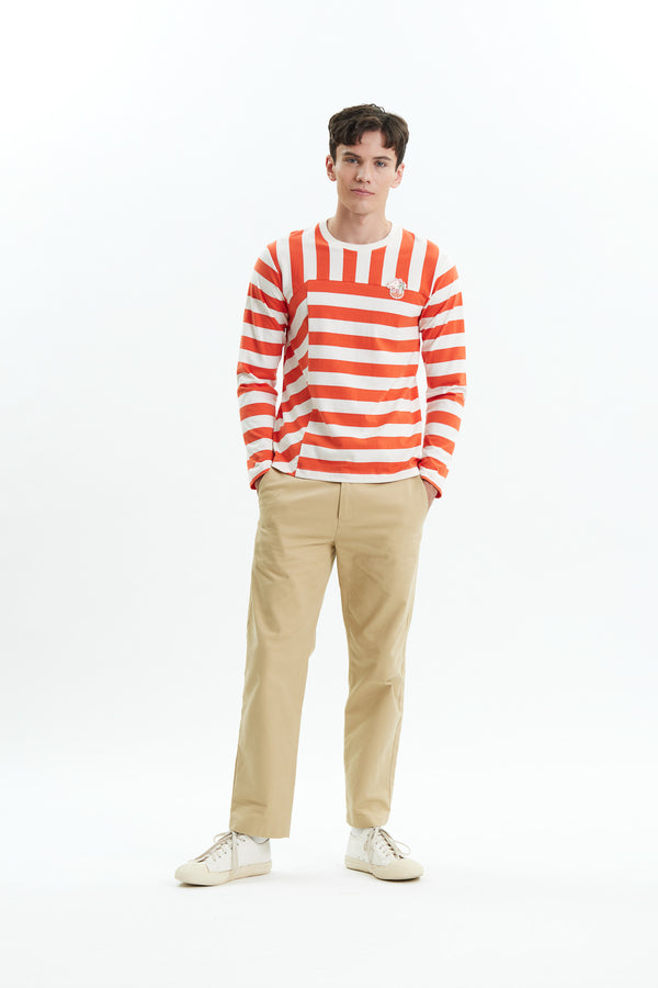 LONG SLEEVE STRIPED T-SHIRT WITH  LOGO EMBROIDERED