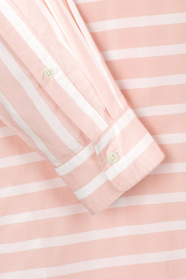 STRIPED SHIRT DRESS WITH LOGO EMBROIDERED