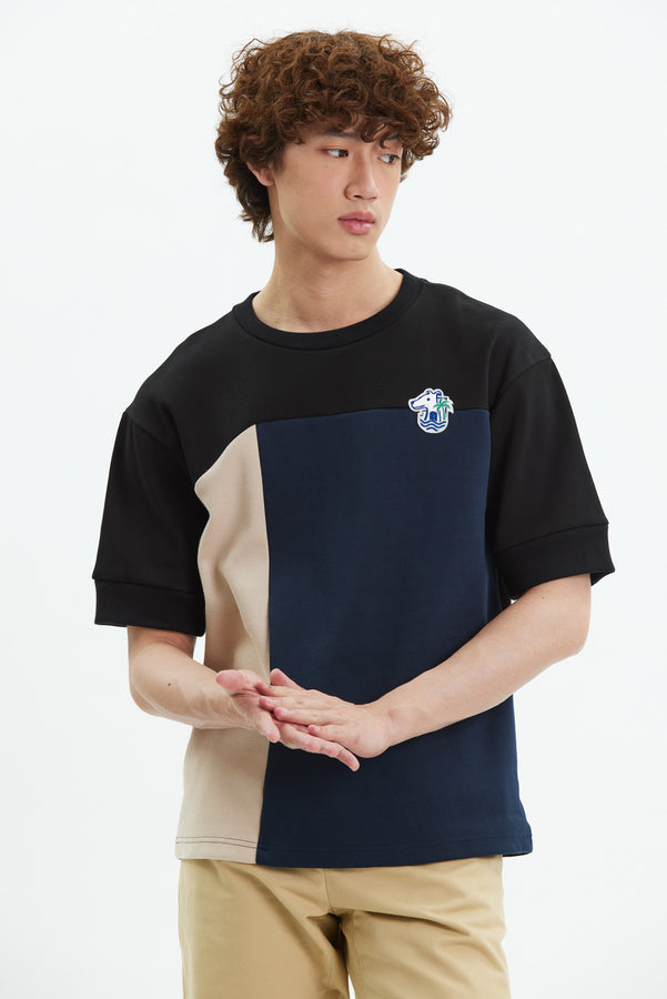 COLOR-BLOCK SWEATSHIRT WITH LOGO EMBROIDERED